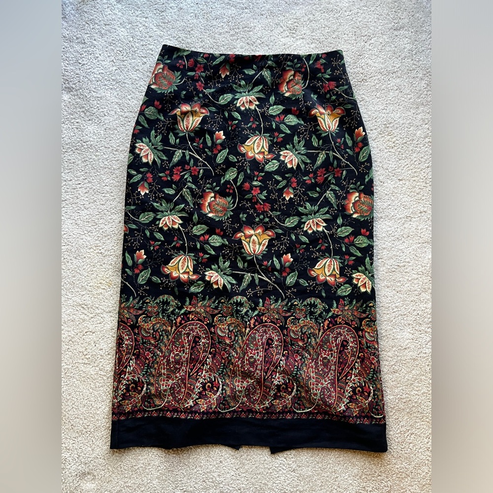Vintage Briggs Petite Florall Paisley Midi Skirt